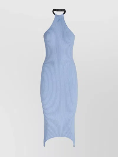 Courrèges Form-fitting Halter Neck Midi Dress In Blue