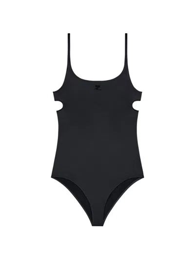 Courrèges Form-fitting Bodysuit With Cut-out Side Details In Black