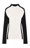 Courrèges Frame Contrasting Ribbed-knit Sweater In Black,white