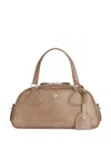 Courrèges Structured Shoulder Bag With Detachable Strap And Top Handles In Nude