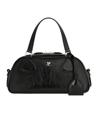 Courrèges Friday Leather Top-handle Bag In Black