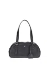 Courrèges Black Calf Leather Bos Taurus Shoulder Bag In Neutral