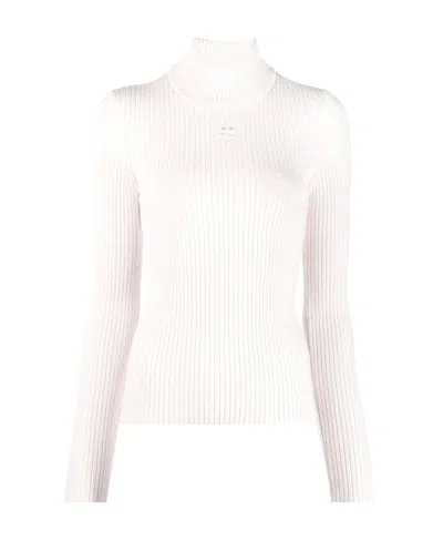 Courrèges Funnel-neck Knitted Top In White