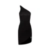 Courrèges Gather Crepe Black Viscose Mini Dress In Black