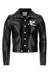 Courrèges Logo-patch Faux-leather Jacket In Black