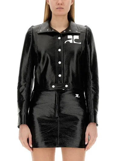 Courrèges Courreges Giacca Crop Con Logo In Black
