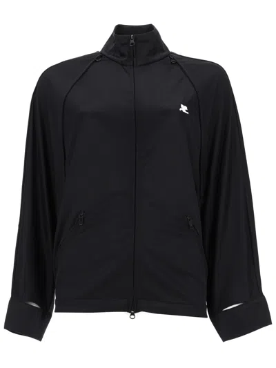 Courrèges Courreges Giacca Track Con Maniche Cut-out In Black