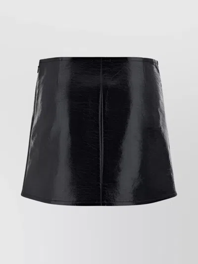 Courrèges Glossy High-waisted Cotton Miniskirt In Black