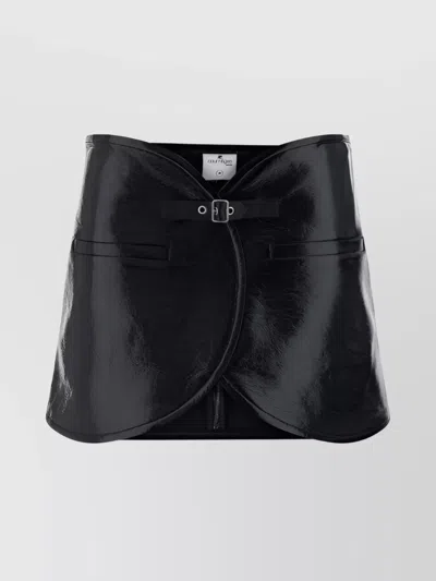 Courrèges Glossy High-waisted Cotton Miniskirt In Black