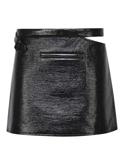 Courrèges Glossy Miniskirt In Black