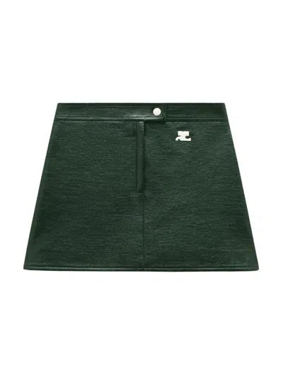 COURRÈGES COURRÈGES GLOSSY VINYL MINI SKIRT WITH FITTED ZIP CLOSURE AND SNAP BUTTON