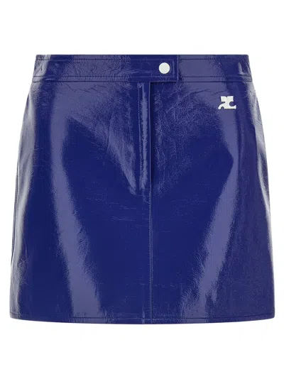 Courrèges Courreges Glossy Vinyl Skirt In Blue