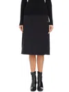 Courrèges Tailored Midi Skirt With Front Buttons And Leg Opening In Black