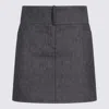Courrèges Belted Denim Mini Skirt In Dark Heather Grey