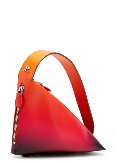Courrèges Gradient Mini Leather Shoulder Bag In Orange