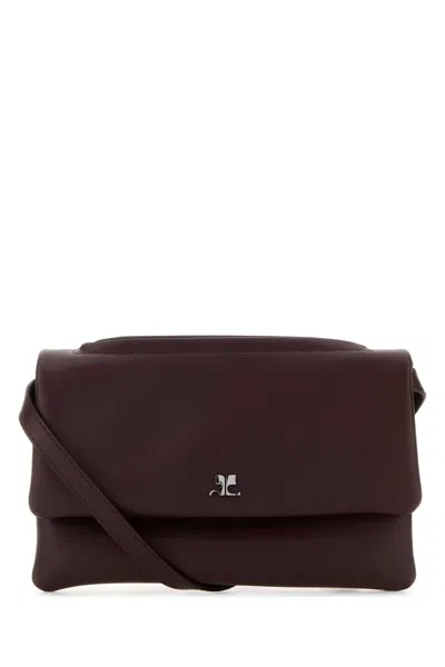 Courrèges Pinko Calf Leather Zip Wallet In Brown