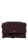 Courrèges Leather Shoulder Bag Fold-over Flap In Burgundy