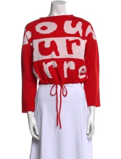 Pre-owned Courrèges Graphic Print Bateau Neckline Sweater In Red