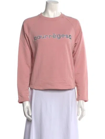 Pre-owned Courrèges Graphic Print Crew Neck Sweater In Pink
