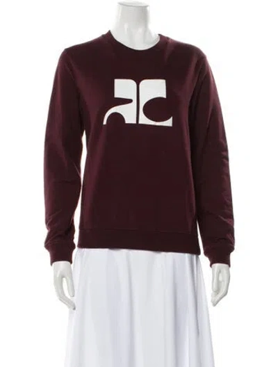 Pre-owned Courrèges Graphic Print Crew Neck Sweatshirt In Burgundy