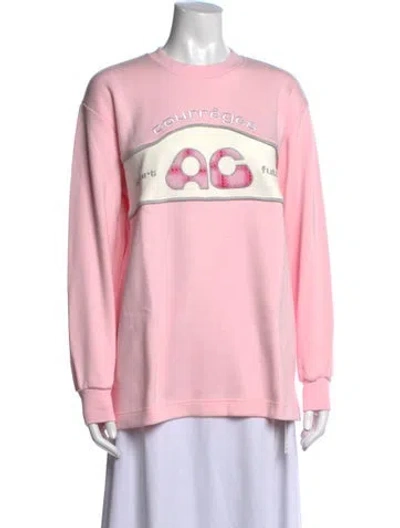 Pre-owned Courrèges Graphic Print Crew Neck Sweatshirt In Pink