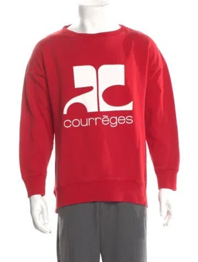 Pre-owned Courrèges Graphic Print Crew Neck Sweatshirt In Red