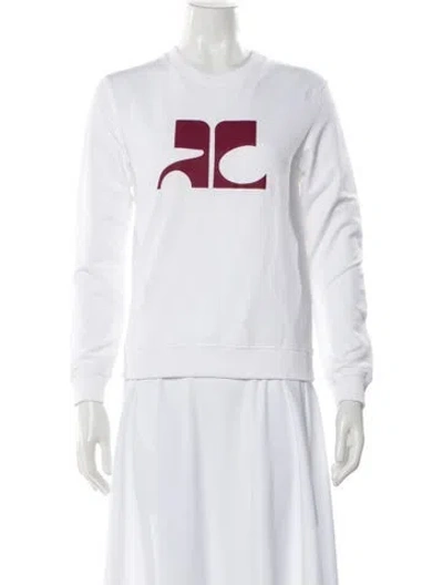 Pre-owned Courrèges Graphic Print Crew Neck Sweatshirt In White