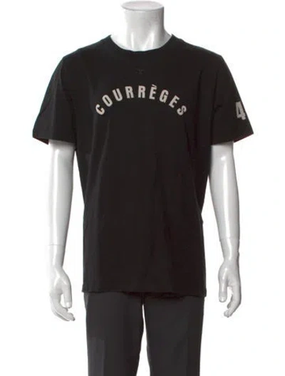 Pre-owned Courrèges Graphic Print Crew Neck T-shirt In Black