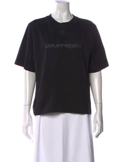 Pre-owned Courrèges Graphic Print Crew Neck T-shirt In Black