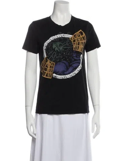 Pre-owned Courrèges Graphic Print Crew Neck T-shirt In Black