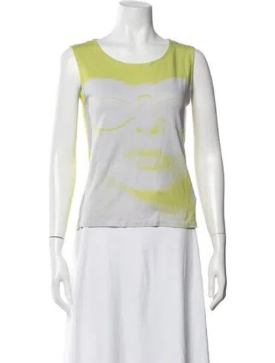 Pre-owned Courrèges Graphic Print Crew Neck T-shirt In Blue/white
