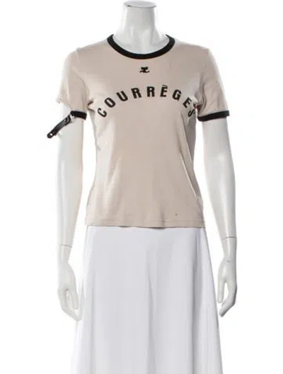 Pre-owned Courrèges Graphic Print Crew Neck T-shirt In Neutral