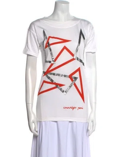 Pre-owned Courrèges Graphic Print Crew Neck T-shirt In White