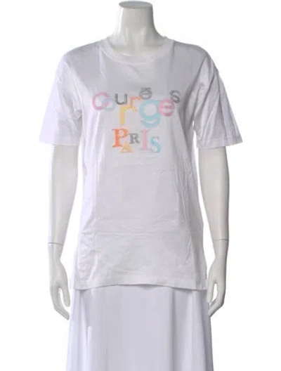 Pre-owned Courrèges Graphic Print Crew Neck T-shirt In White