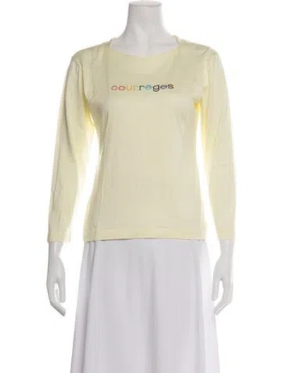 Pre-owned Courrèges Graphic Print Crew Neck T-shirt In Yellow