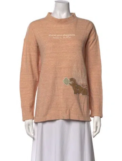 Pre-owned Courrèges Graphic Print Mock Neck Sweatshirt In Neutrals