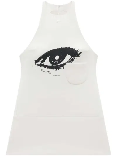 Courrèges Graphic-print Sleeveless Minidress In White