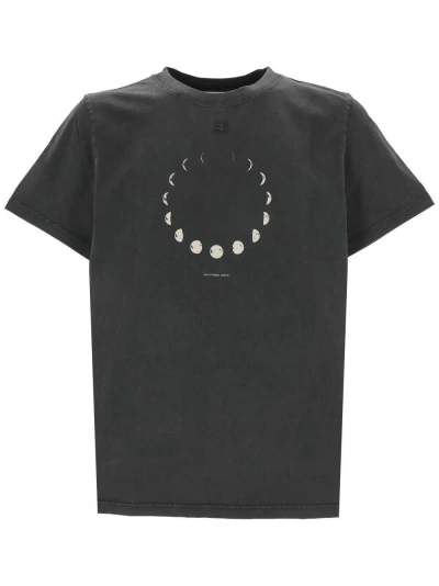 Courrèges Graphic Printed Crewneck T-shirt In Stonewashed Grey