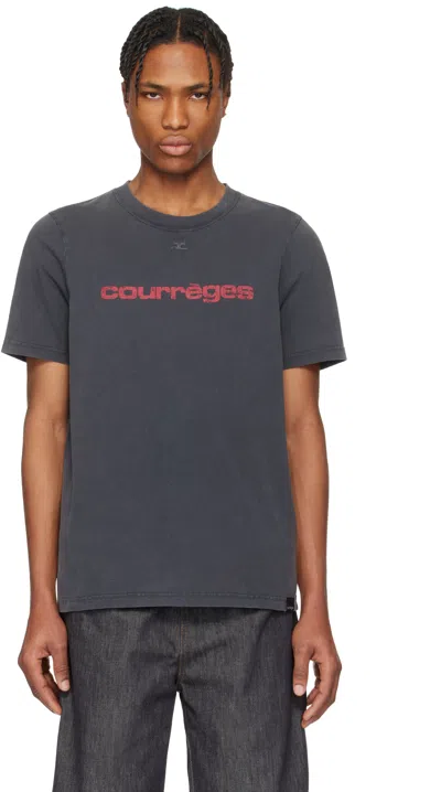 Courrèges Gray 'ac' Printed Stone T-shirt In B168