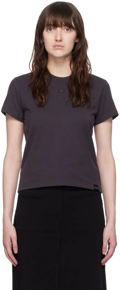 Courrèges Fitted Black Cotton Crew Neck T-shirt