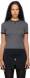 COURRÈGES GRAY & BLACK SIGNATURE CONTRAST T-SHIRT