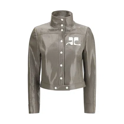 COURRÈGES GRAY COTTON FULL-LENGTH JACKET