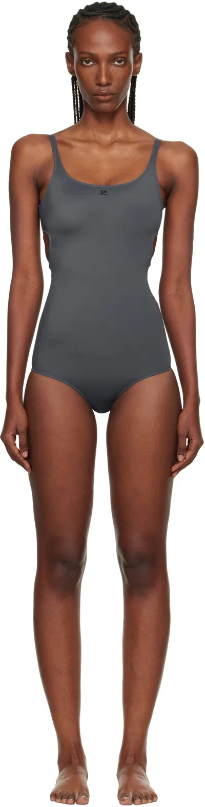 Courrèges Gray Cut-out Swimsuit