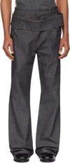Courrèges Gray Double Belt Denim Jeans In 9011