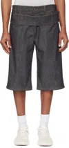 Courrèges Gray Double Belted Denim Shorts In 9011