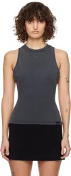 Courrèges Gray Fitted Stonewashed Tank Top In 9071 Stonewash Grey