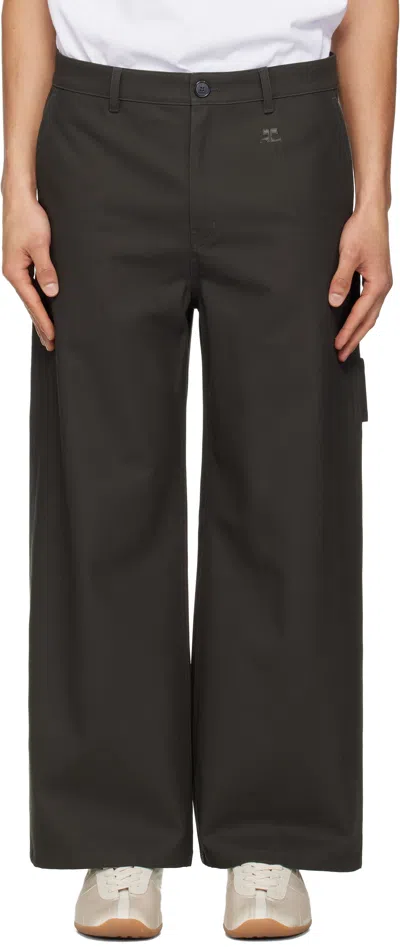 Courrèges Gray Hammer Cotton Short Trousers In Black