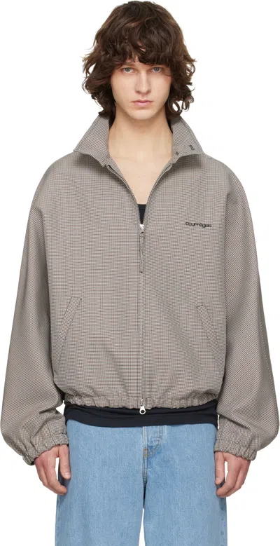 Courrèges Gray Houndstooth Zipped Bomber Jacket