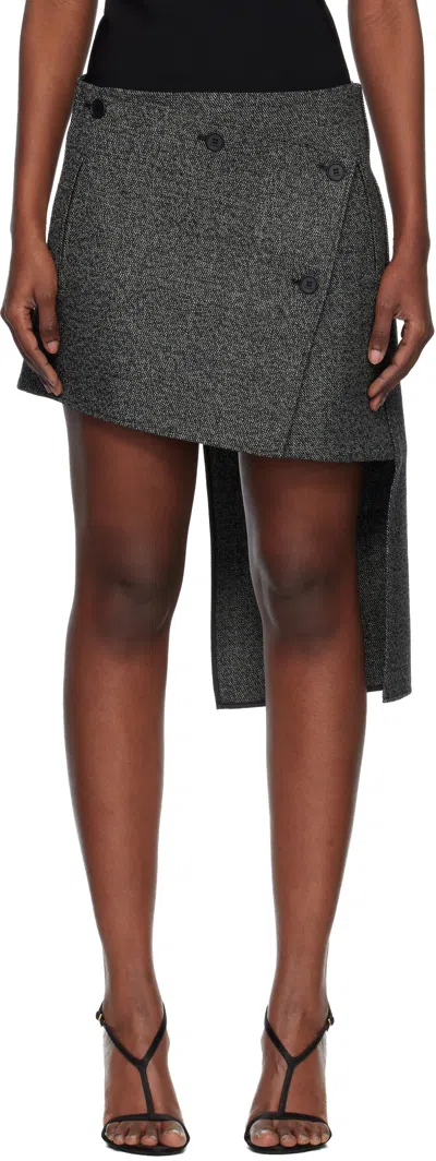 Courrèges Gray Oblique Caviar Miniskirt