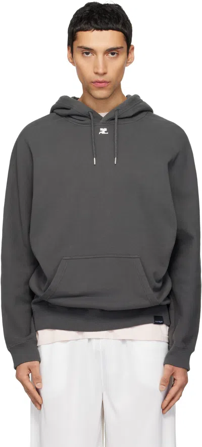 Courrèges Relaxed Fit Grey Hoodie In Gray